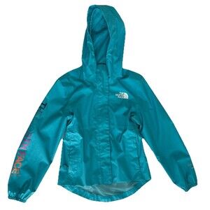 Girls The North Face Dryvent Aqua Zip Hooded Rain Wind Jacket Size 7/8